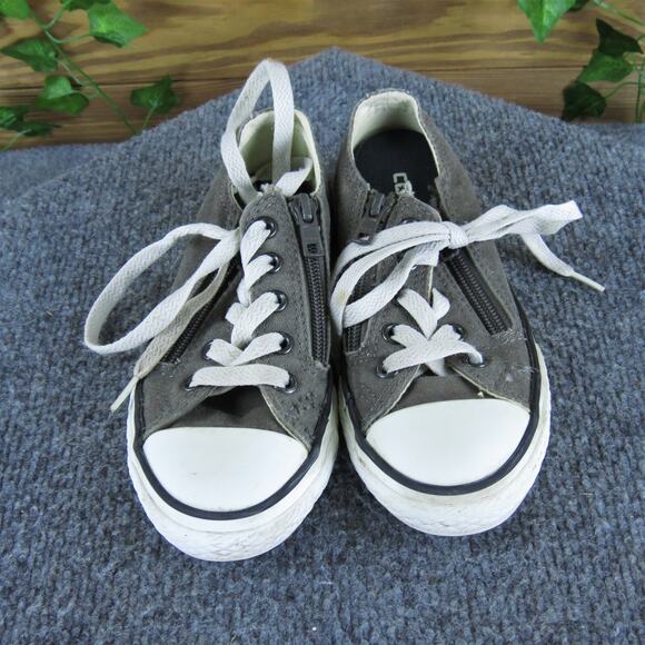 Converse Boys Sneaker Low Top Sz T 11 Medium Gray Fabric Zip - Picture 2 of 5